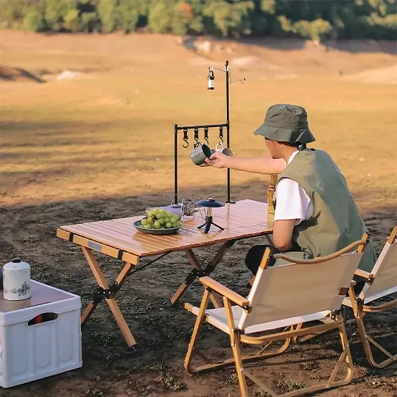 WESTTUNE Outdoor-Tischregal mit Haken aus Aluminium