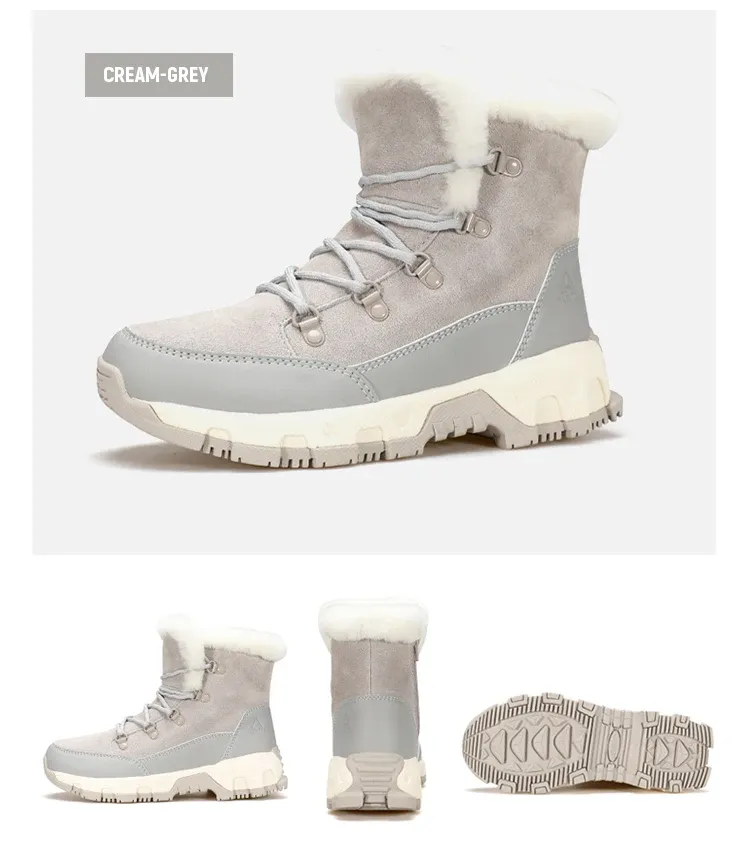 HUMTTO Damen-Winterstiefel aus Leder mit Trekkingprofil