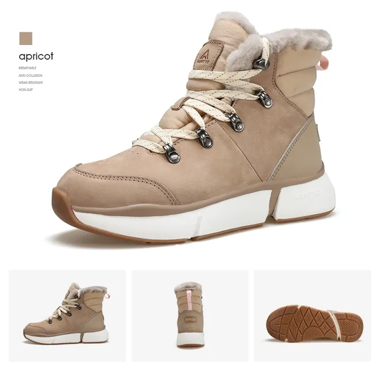 HUMTTO Damen-Winterstiefel aus Leder mit Trekkingprofil