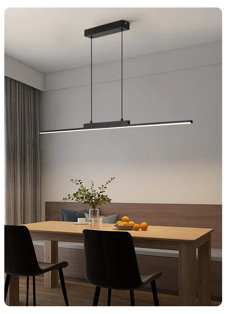 Minimalistische LED-Pendelleuchte mit Streifenprofil