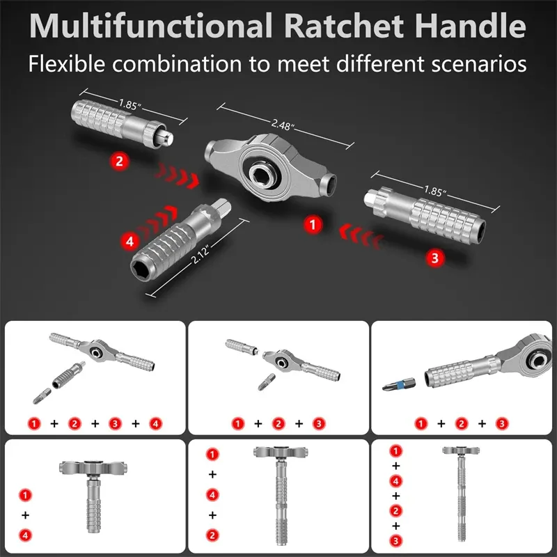 Galacok Präzisions-Ratschen-Schrauberset 66-in-1 mit T-Griff