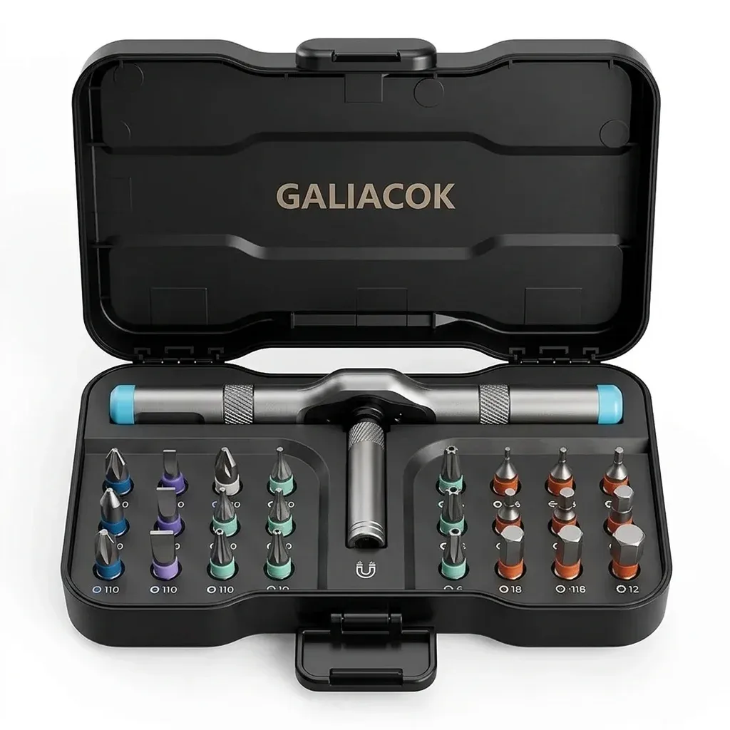 Galacok Präzisions-Ratschen-Schrauberset im offenen Koffer