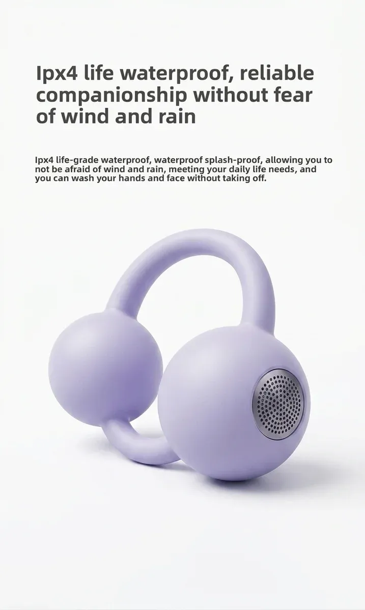 Lavendelfarbene Open-Ear Clip-Kopfhörer von Sanag