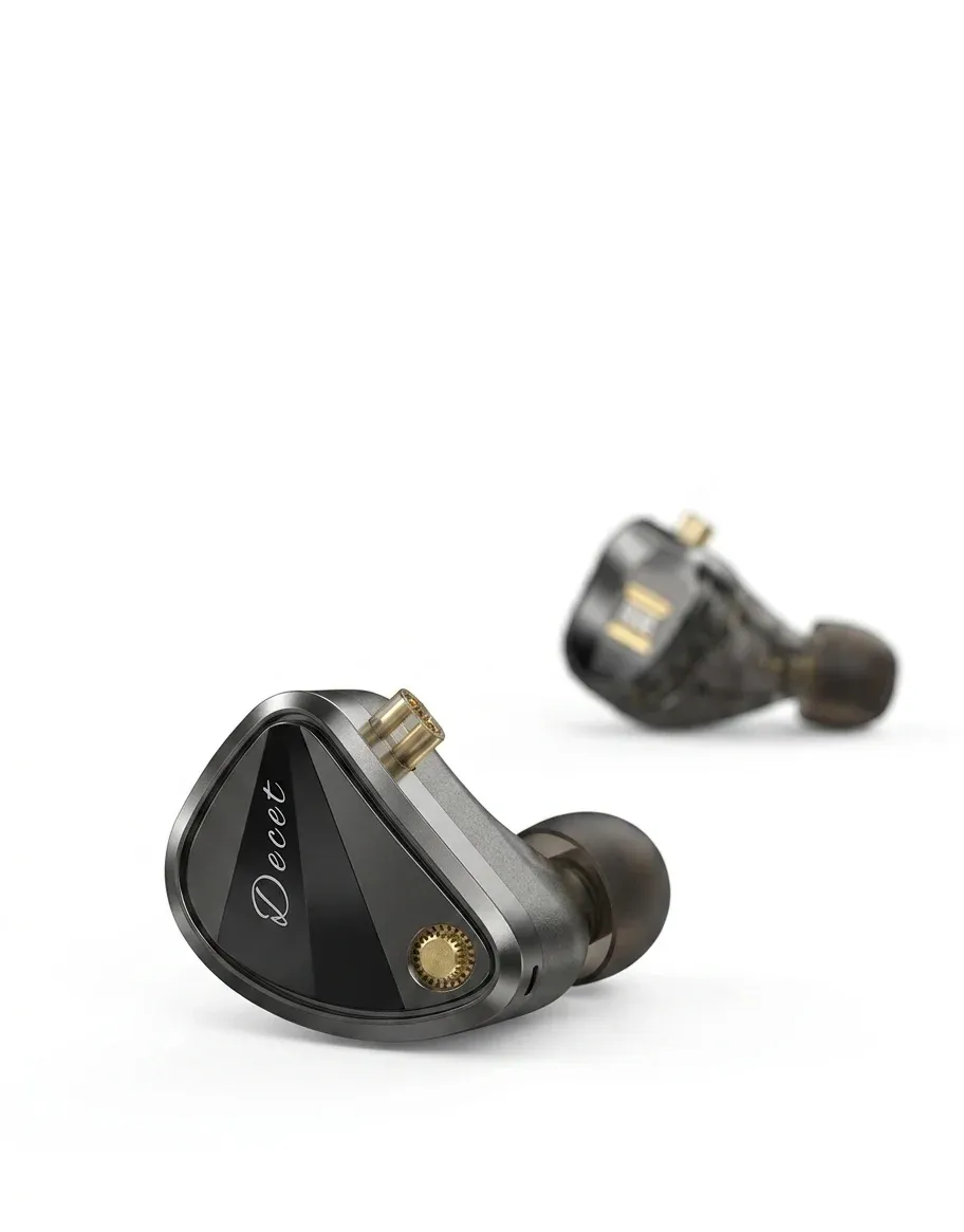 אוזניות KZ Decet שחור אפור בזווית