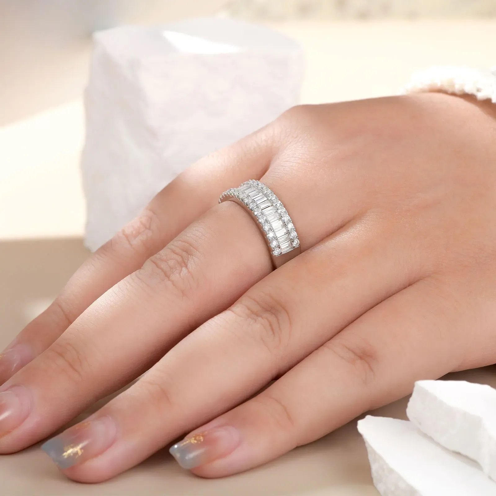 Zertifizierter Moissanit-Ring aus 925er Silber in Gelbgoldoptik