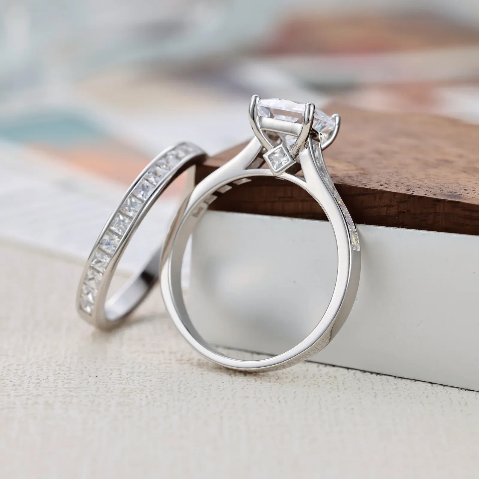 Zertifiziertes Moissanit-Brautschmuck-Set aus 925er Silber von Newshe