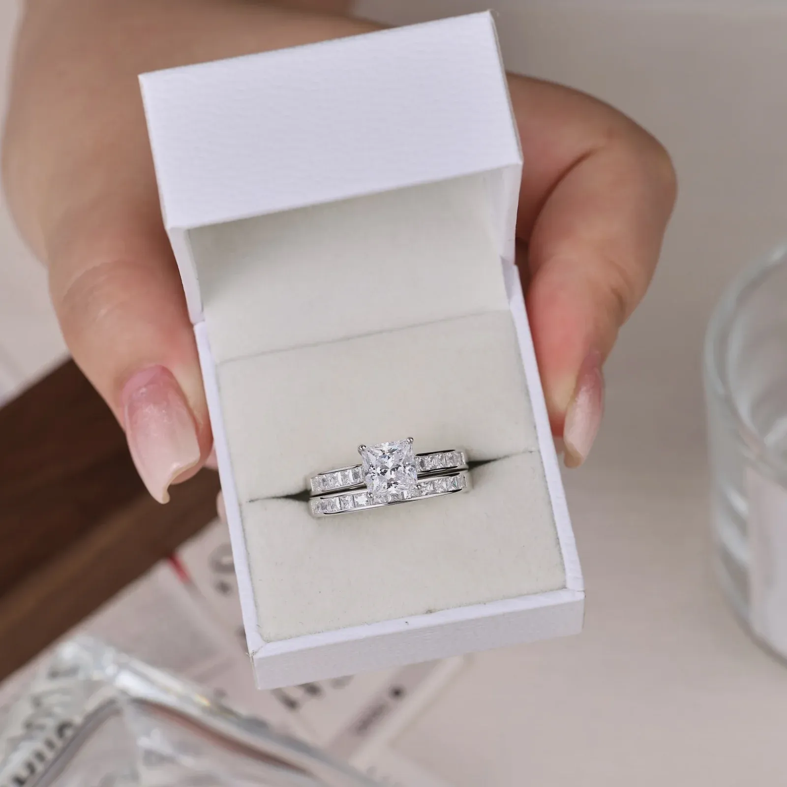 Zertifiziertes Moissanit-Brautschmuck-Set aus 925er Silber von Newshe