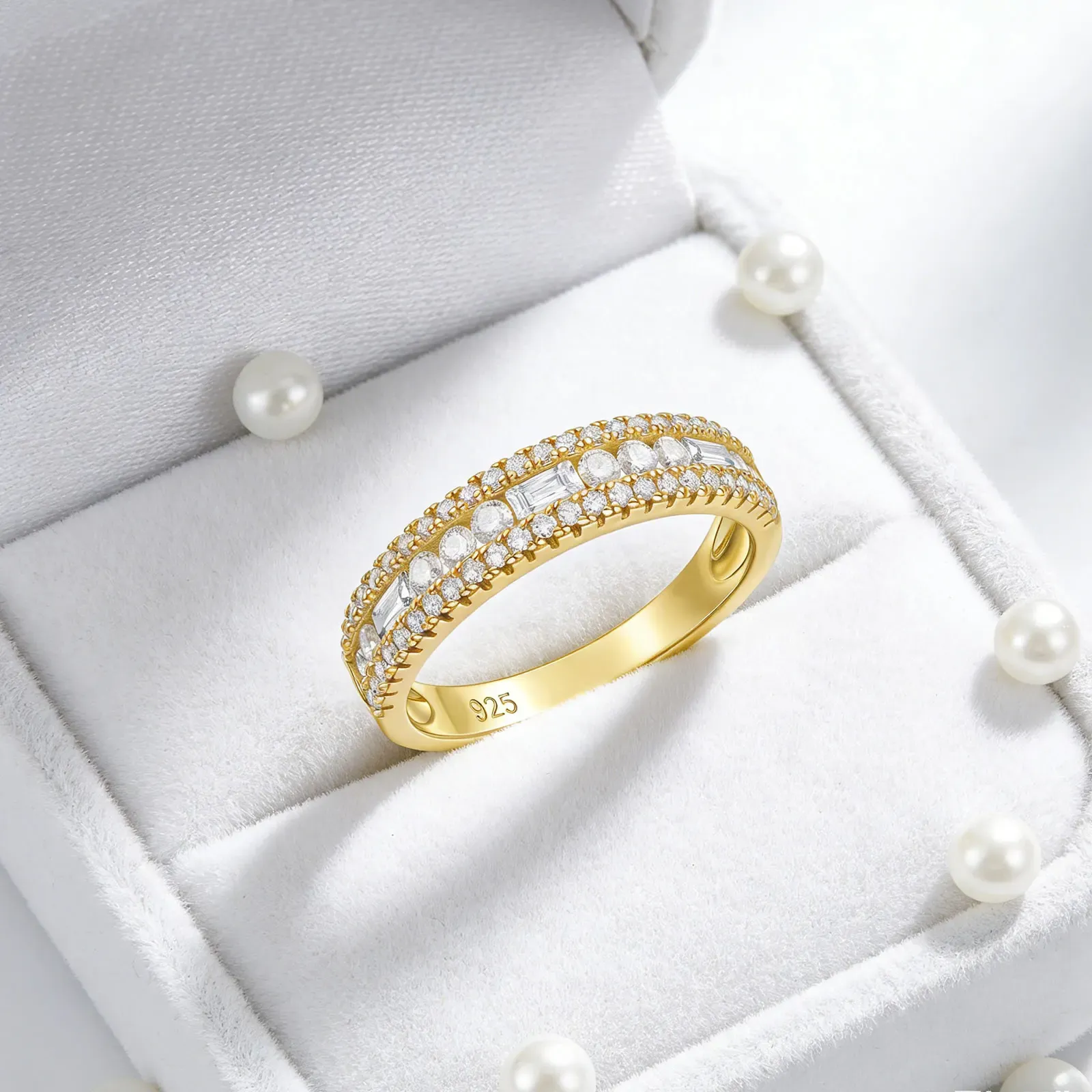 Moissanit-Ehering aus 925er Silber mit GRA-Zertifikat