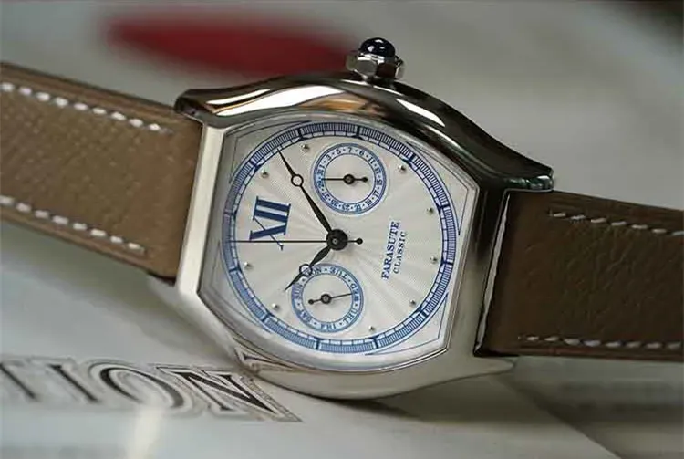 FARASUTE Herren-Quarzuhr mit Tonneau-Gehäuse und Saphirglas