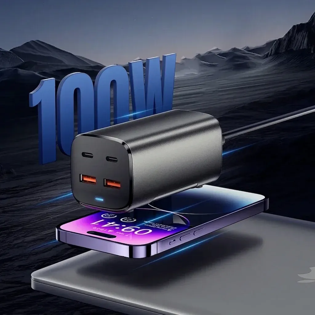 ESSAGER 100W GaN-Desktop-Ladegerät mit 4 Ports