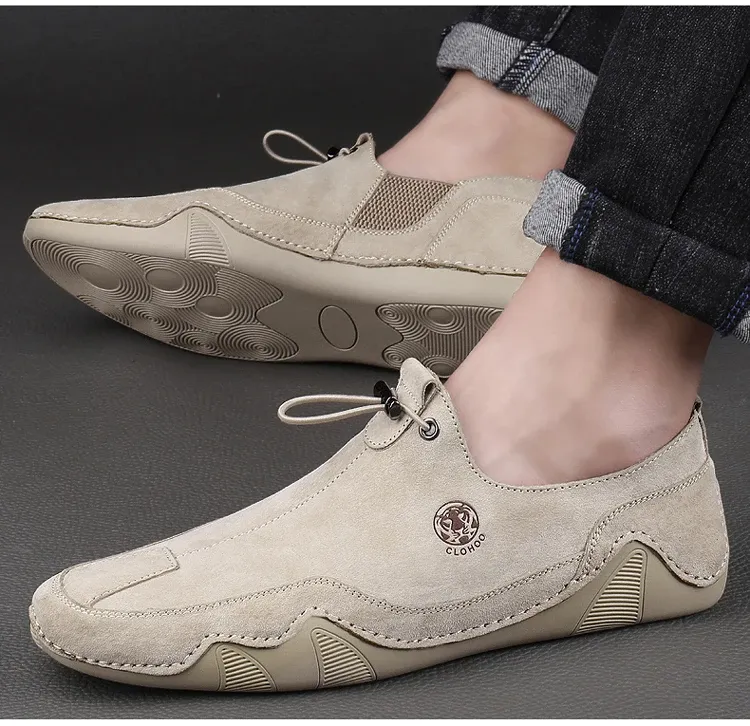 CLOHOO Herren-Loafer aus Echtleder mit rutschhemmender Sohle