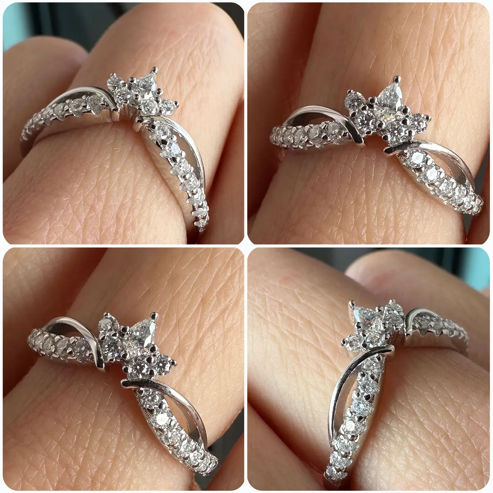 Newshe Moissanit-Brautband aus 925er Silber mit Kronenprofil