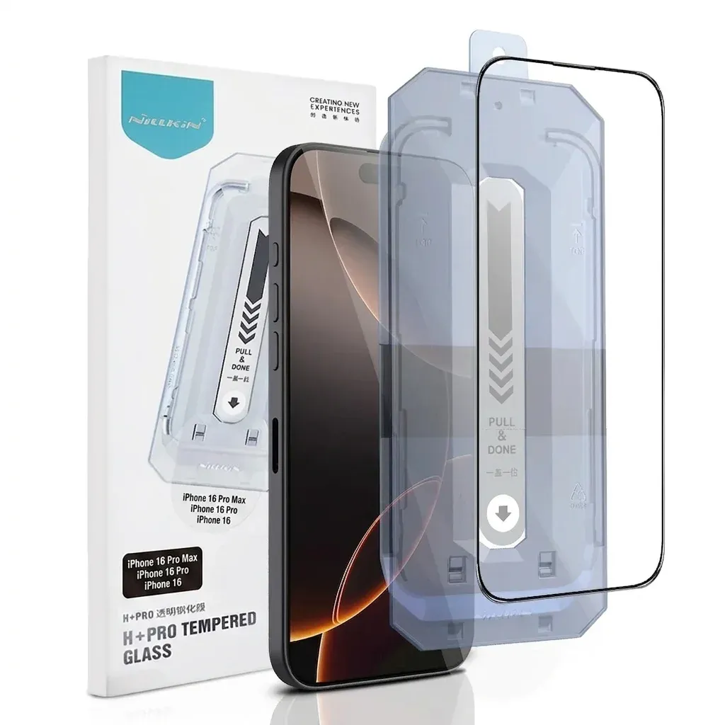 NILLKIN Panzerglas mit blauem Montagerahmen