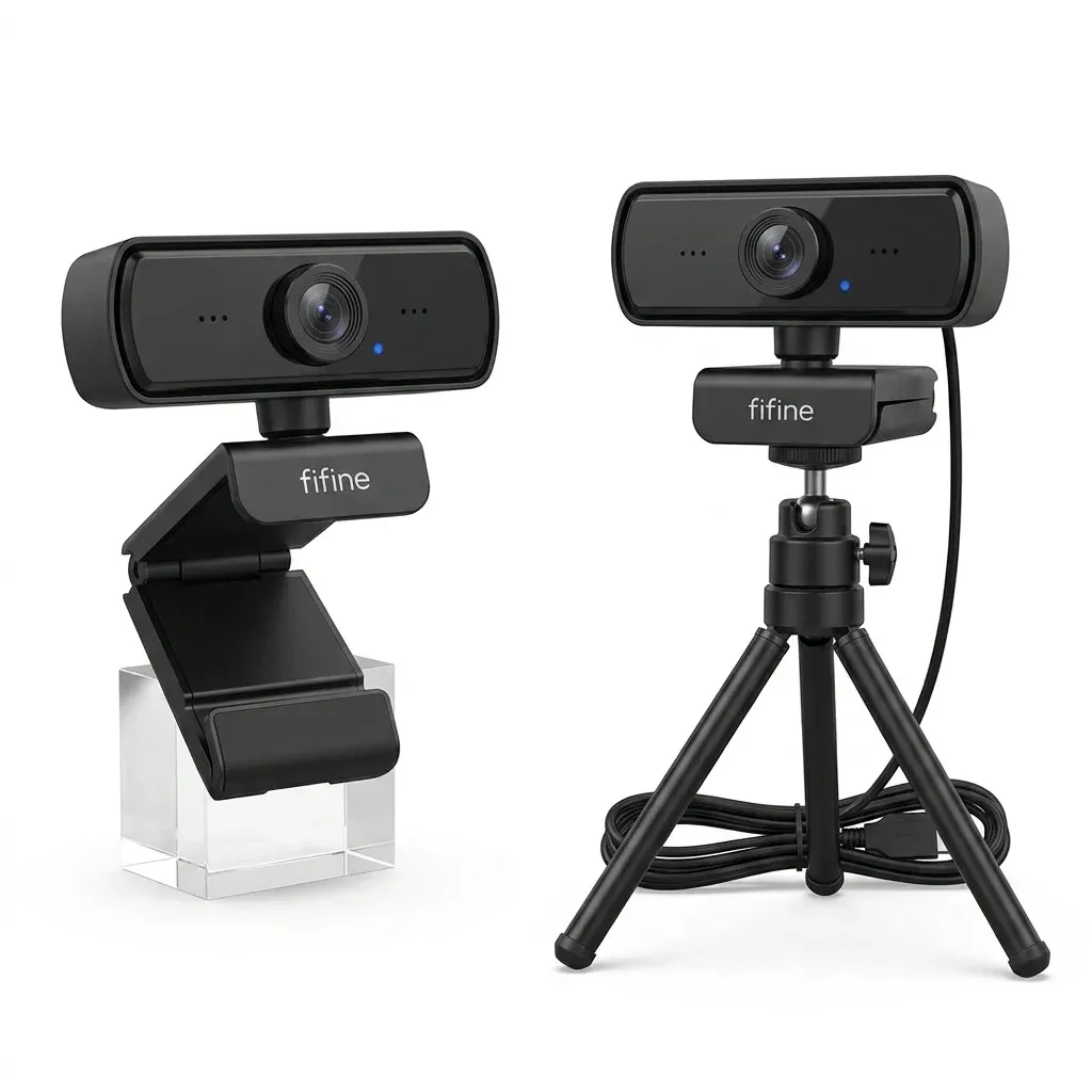 FIFINE USB-Webcam mit Mikrofon und Stativ