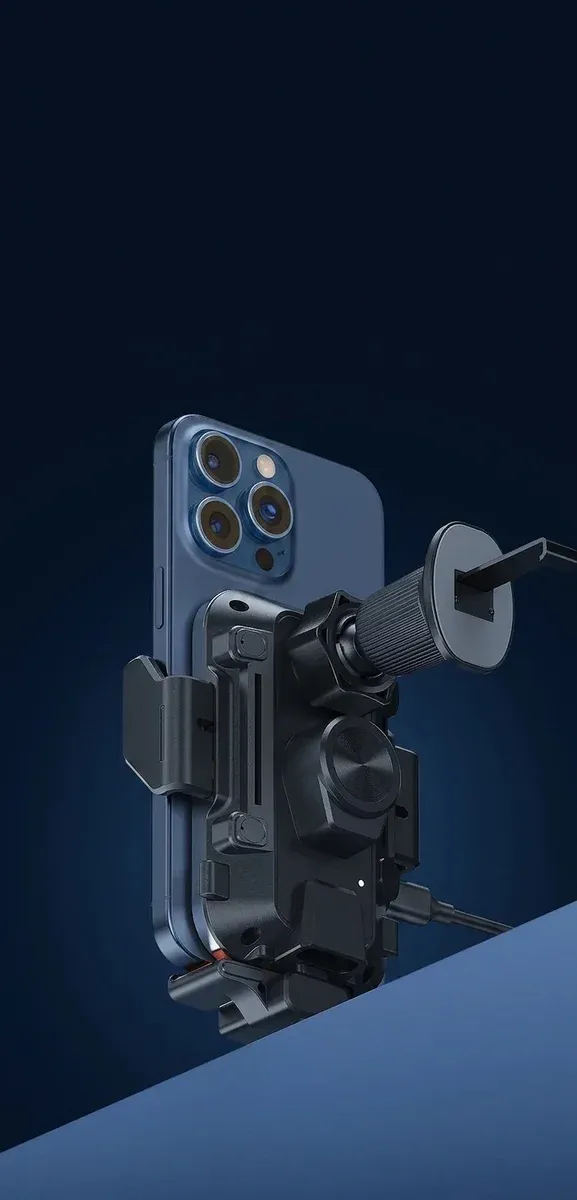 Schwarze kabellose Auto-Ladehalterung im Studio