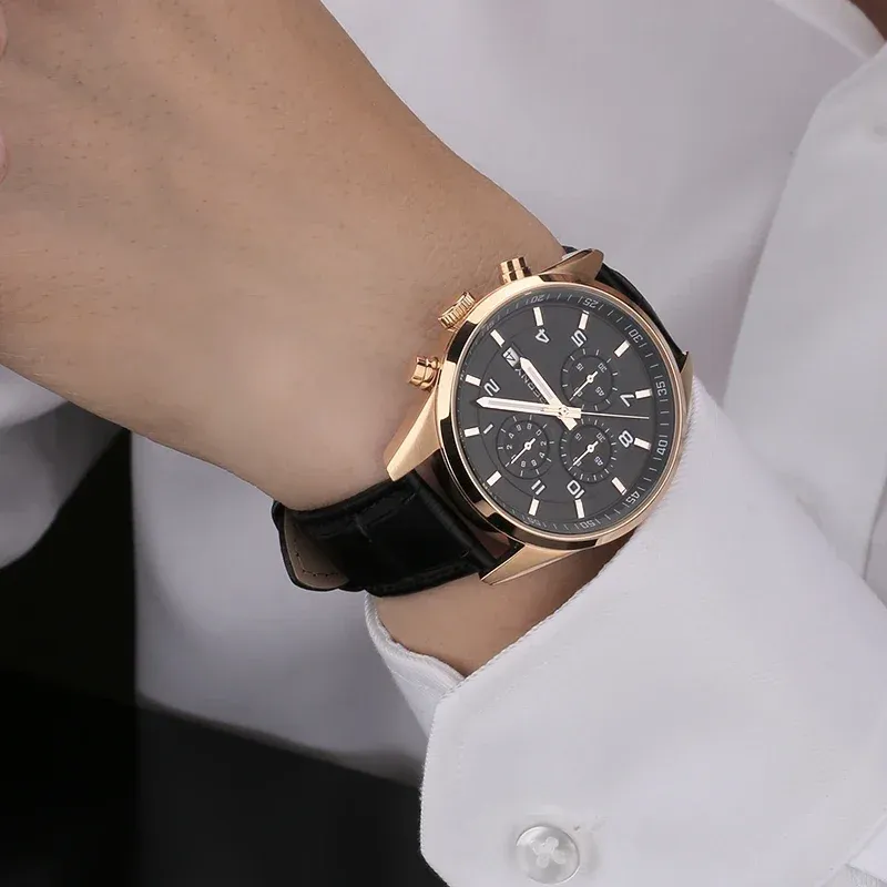 BERNY Herren-Quarzuhr 42 mm mit Chronograph und Saphirglas