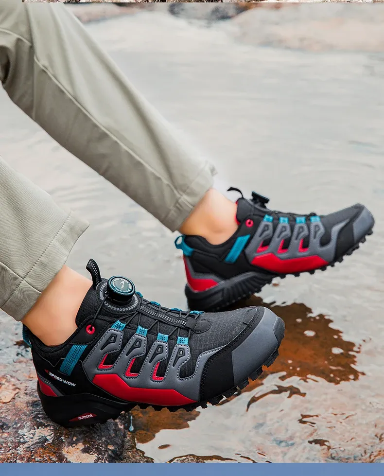 Atmungsaktive Trekking-Schuhe mit Elastikband und Profilsohle