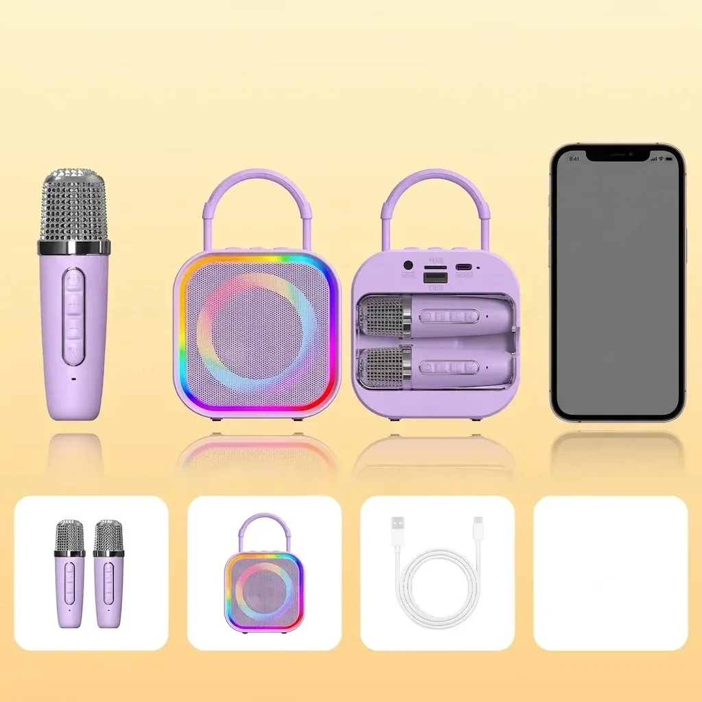 סט מיני קריוקי לילדים עם שני מיקרופונים