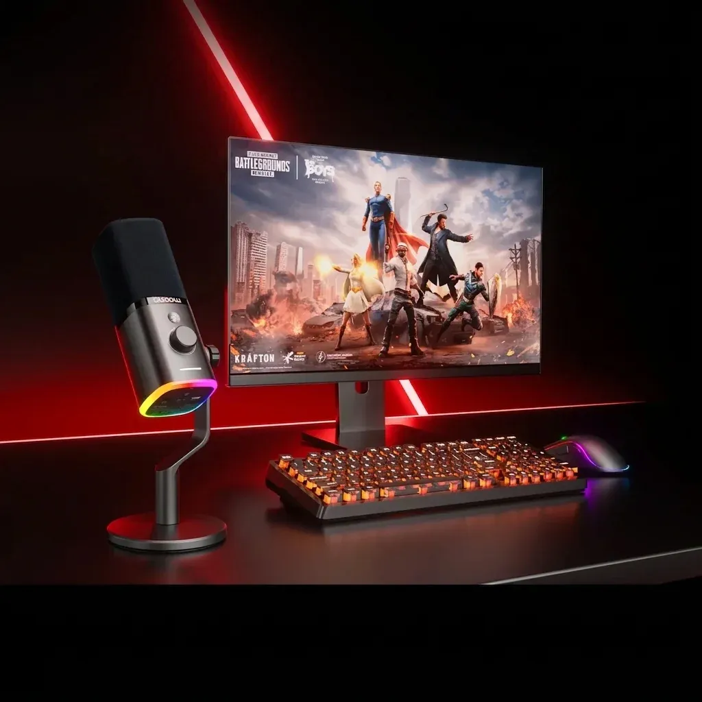 maono Funkmikrofon auf Standfuß Studiofoto