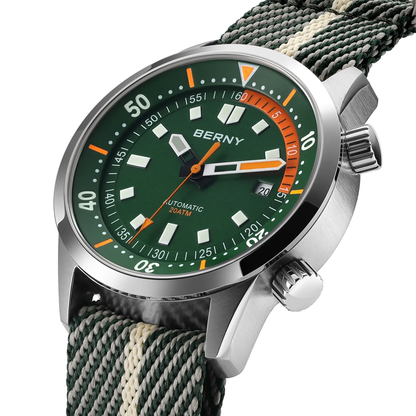 BERNY 42-mm Automatik-Taucheruhr mit Saphirglas und 200 m Wasserdichtheit