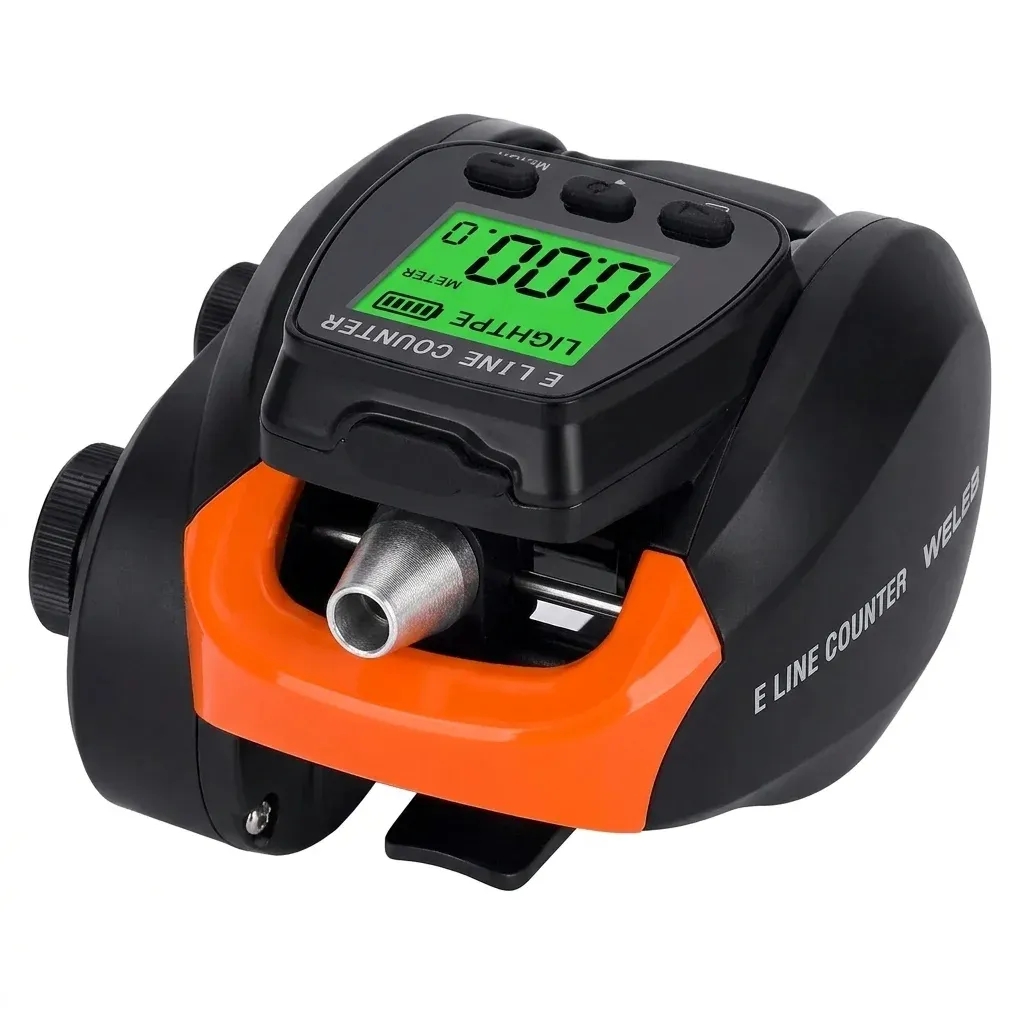 Baitcast-Rolle mit LED-Display schwarz