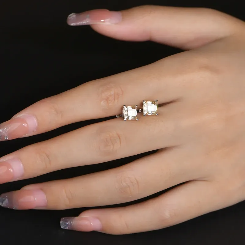 925er Silber-Ohrstecker mit gelbem Moissanit und Schraubverschluss