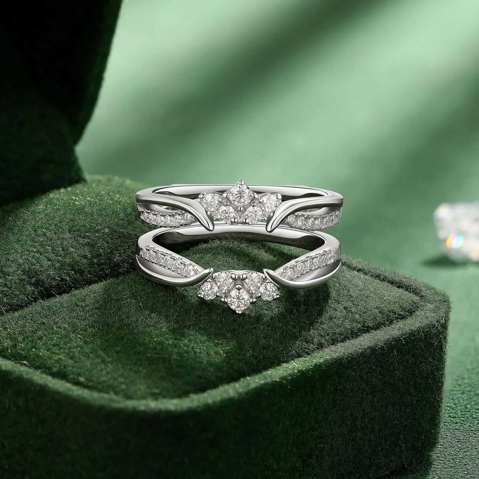 Moissanit-Ring-Enhancer aus 925er Silber mit Kronenprofil