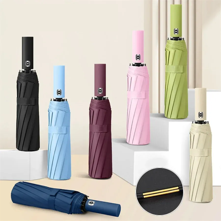 Vollautomatischer 12-Speichen-Faltregenschirm mit UV-Schutz