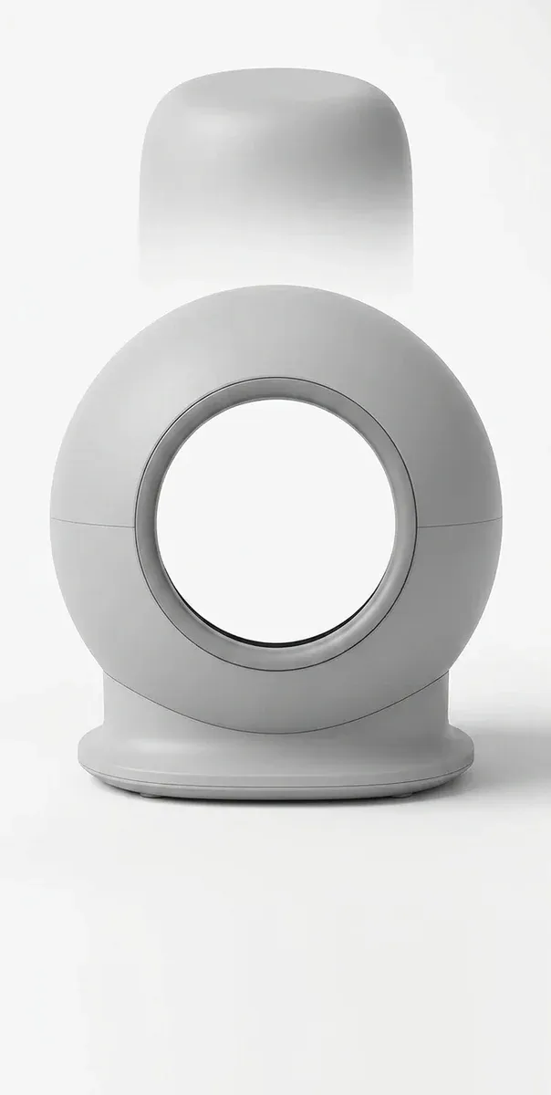 Vollautomatische Smart-Katzentoilette in Hellgrau