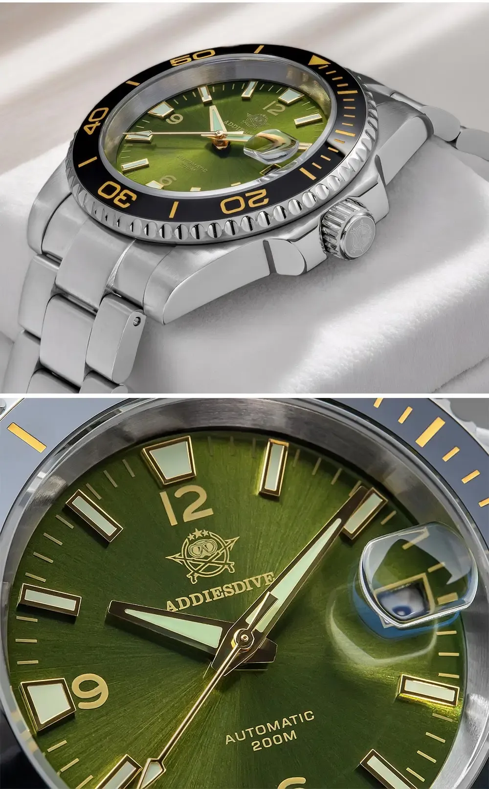 ADDIESDIVE 8215 Automatik-Taucheruhr mit Saphirglas und Keramiklünette