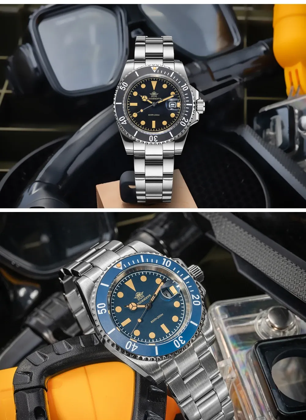 ADDIESDIVE AD2054 Taucheruhr mit Blauzifferblatt und 200 m Wasserschutz