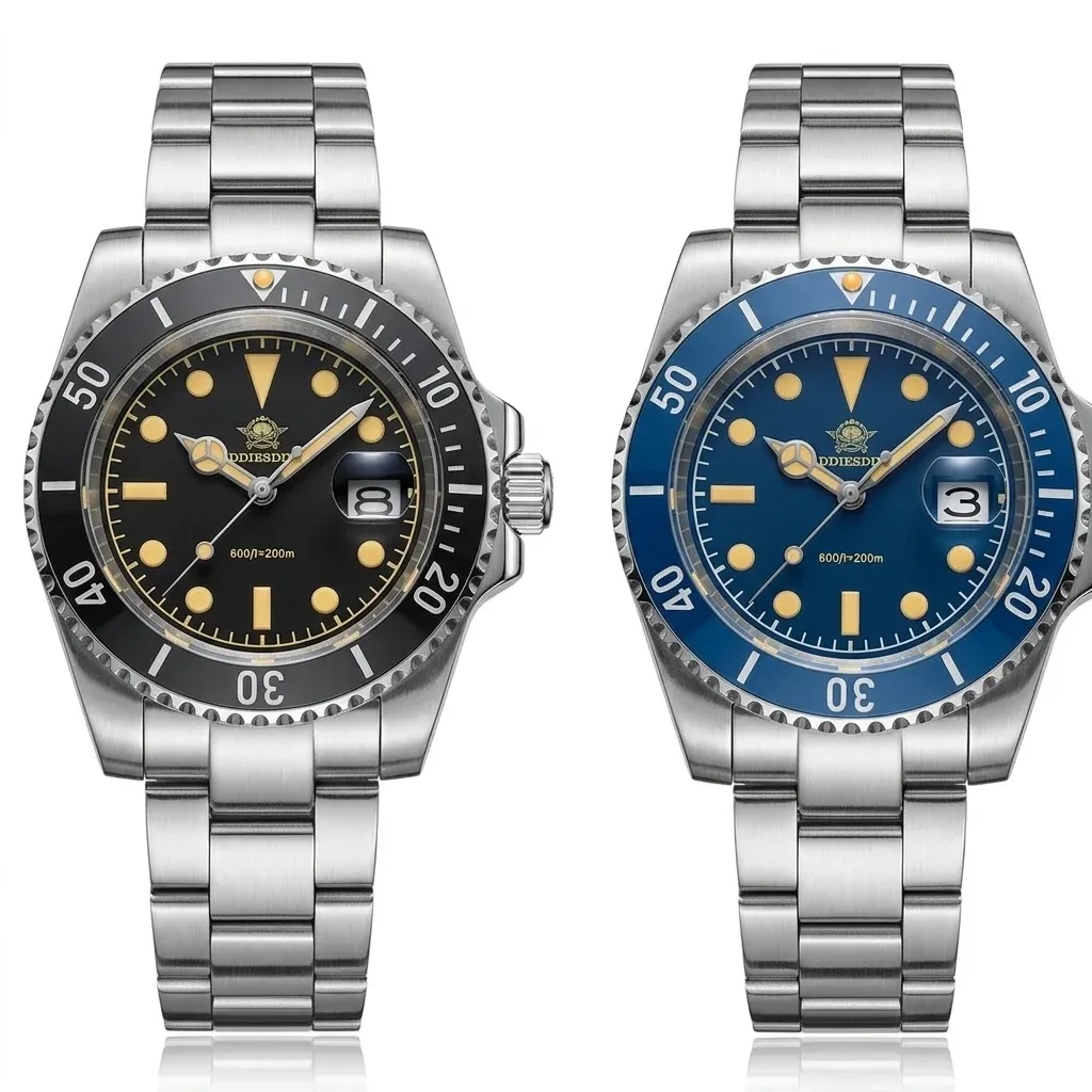 ADDIESDIVE Taucheruhren mit schwarzem und blauem Zifferblatt