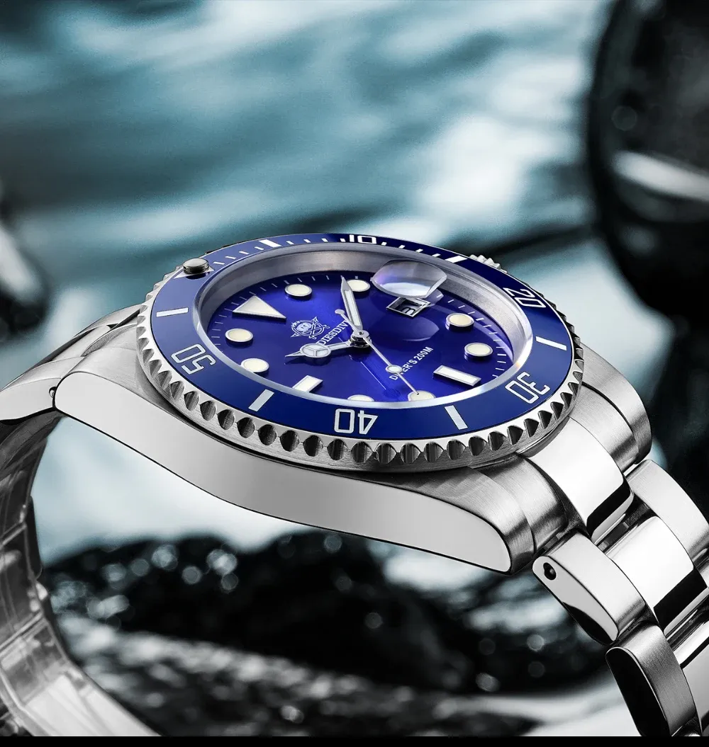 ADDIESDIVE Stahl-Taucheruhr mit 200 m Wasserschutz