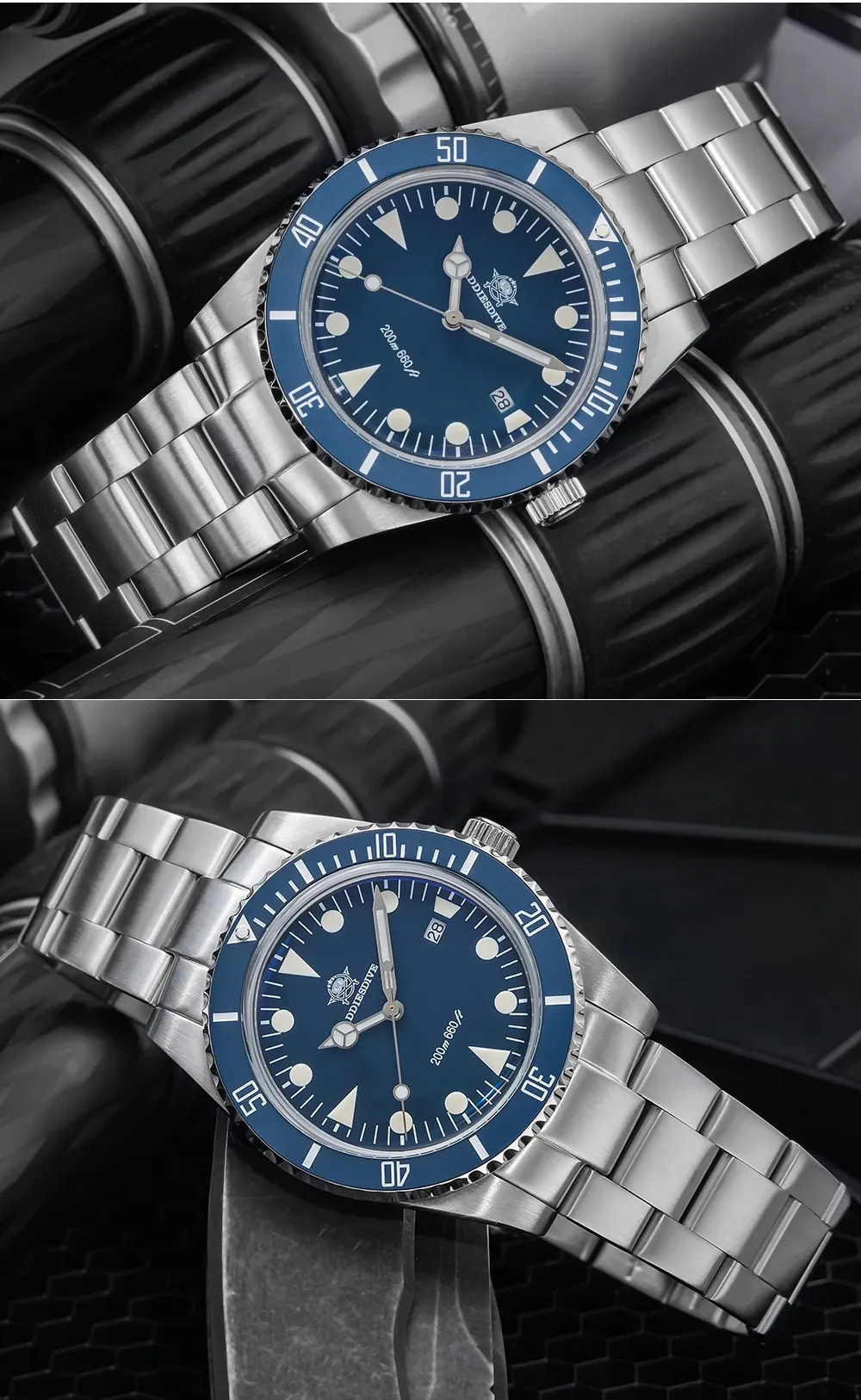 ADDIESDIVE 39-mm Stahl-Taucheruhr mit BGW9-Leuchtmasse