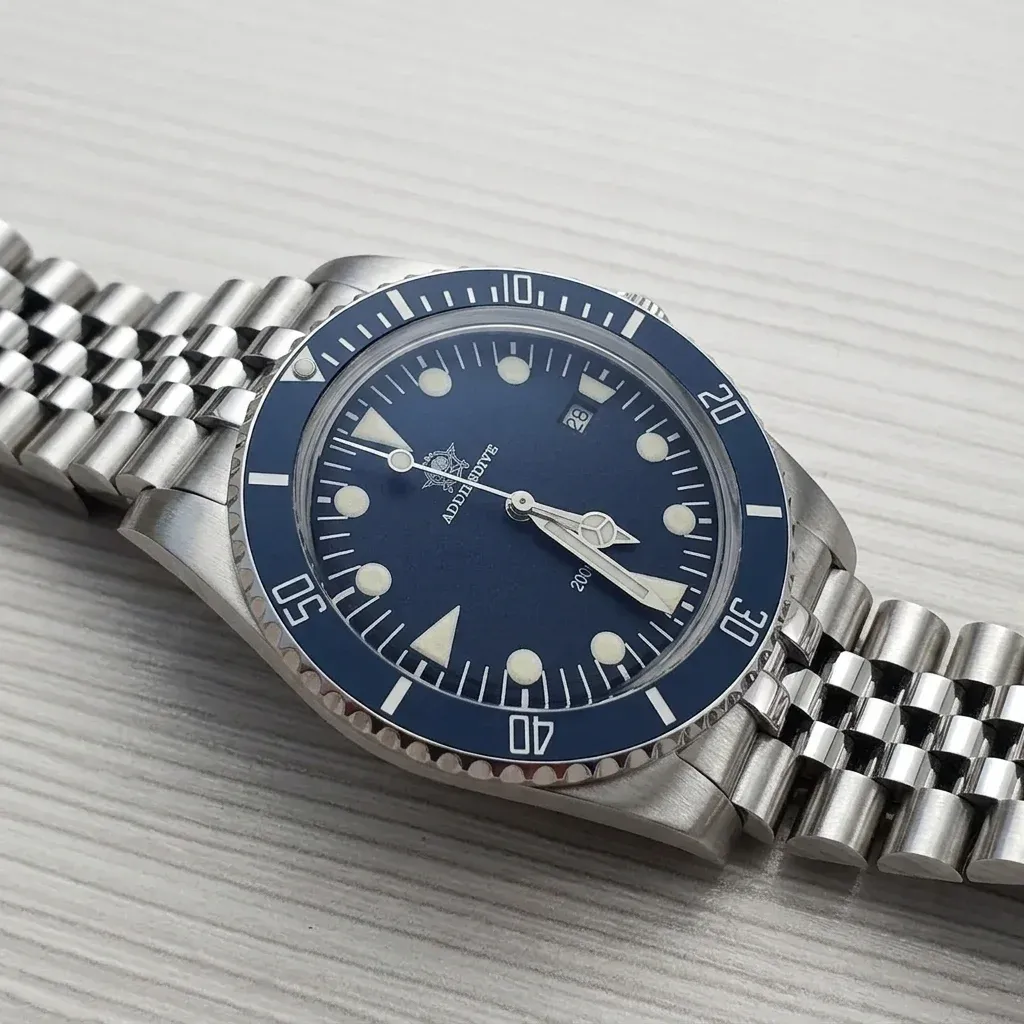 ADDIESDIVE 39-mm Stahl-Taucheruhr blau