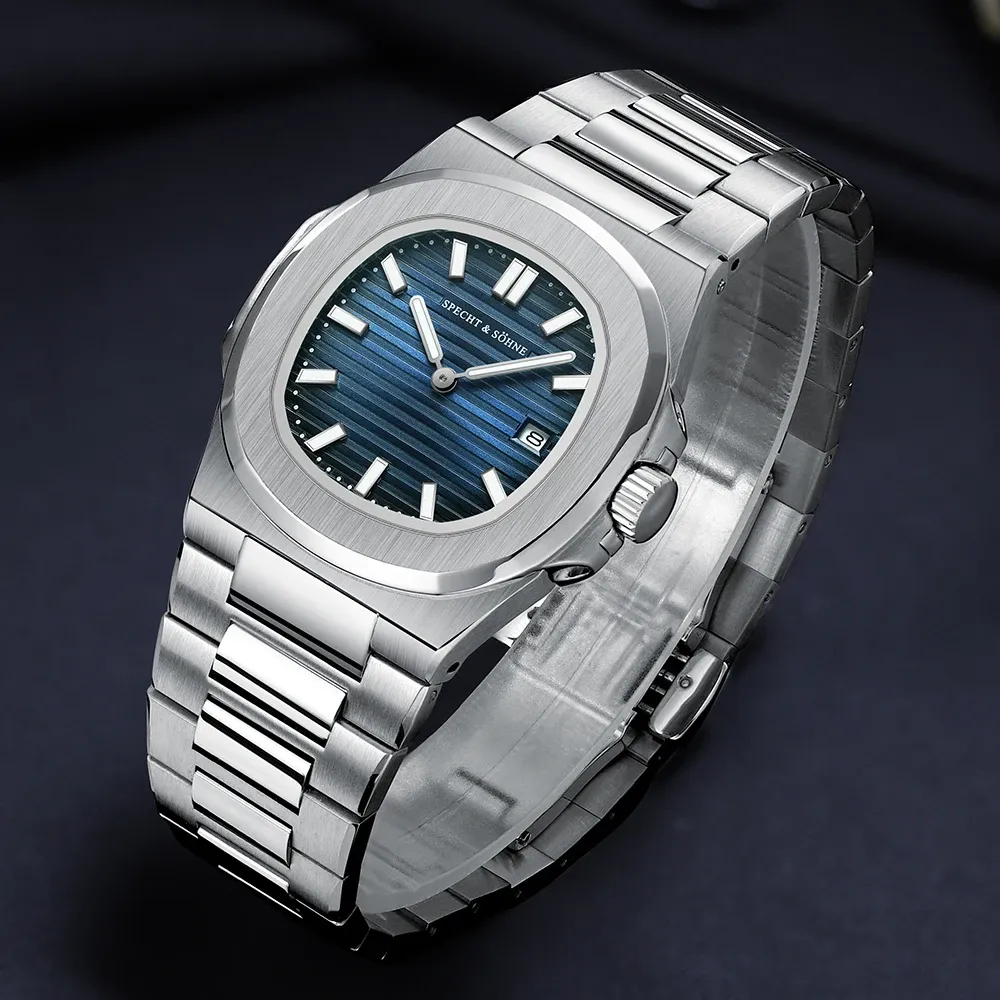 Specht & Söhne 39-mm Flachprofil-Quarzuhr mit Saphirglas