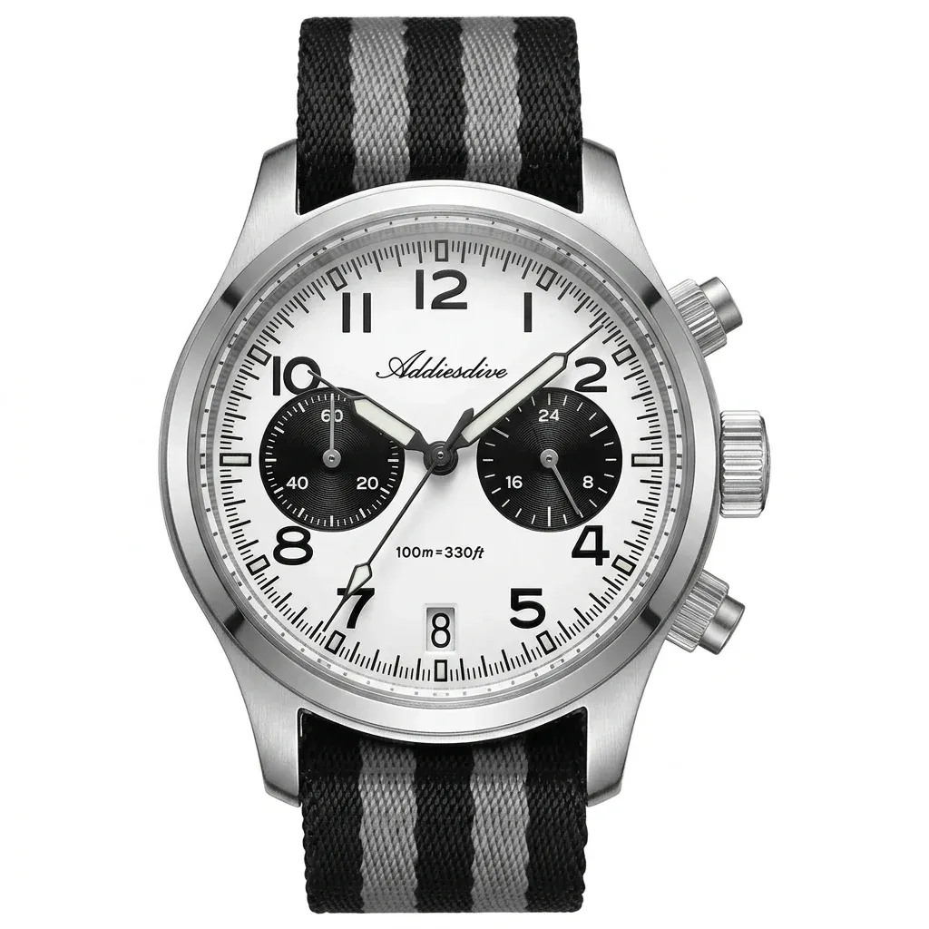 ADDIESDIVE Panda-Chronograph mit NATO-Band