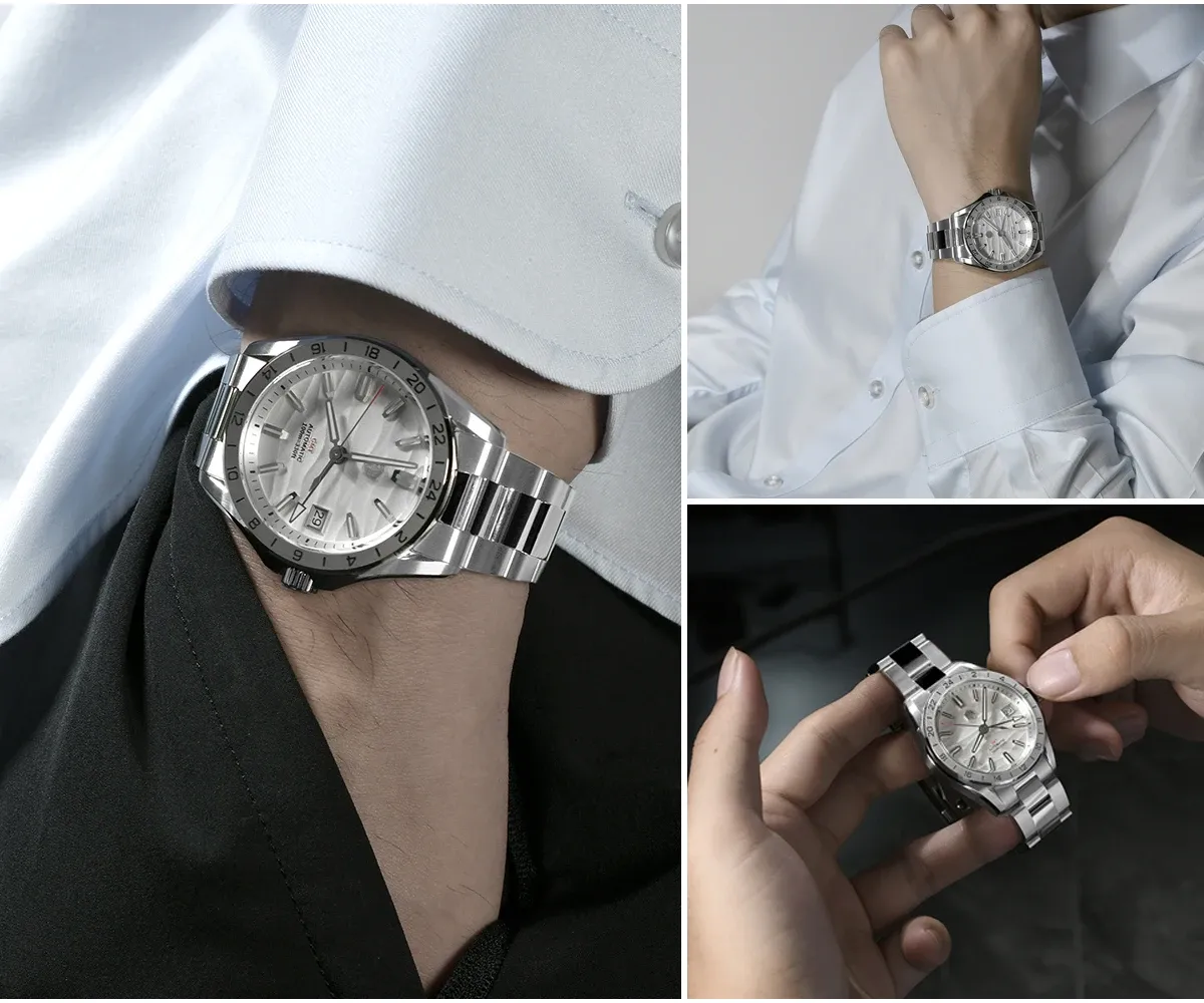 San Martin 39-mm Desert Texture GMT Automatikuhr mit Saphirglas