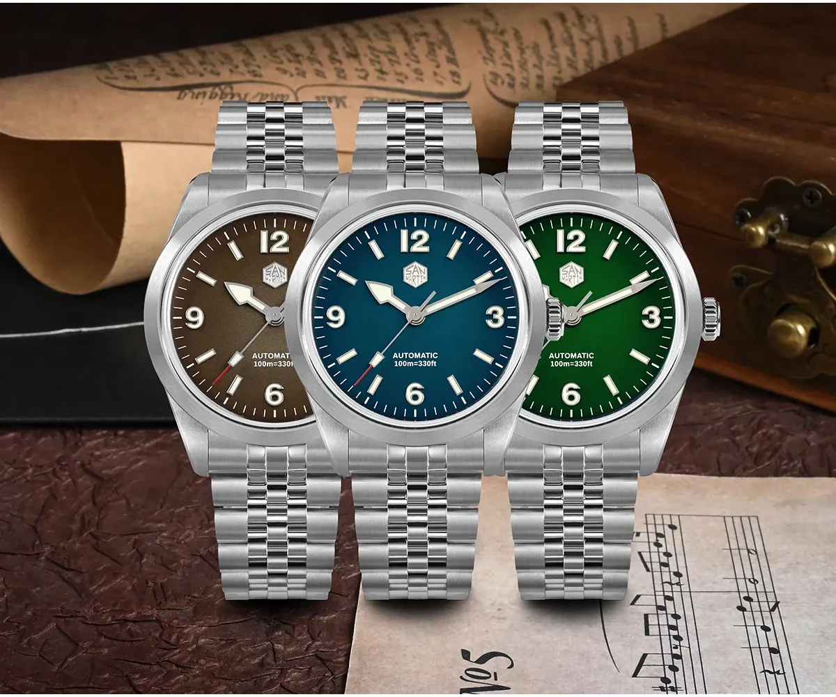 San Martin 38-mm Automatik-Sportuhr mit Saphirglas und BGW-9-Leuchtmasse