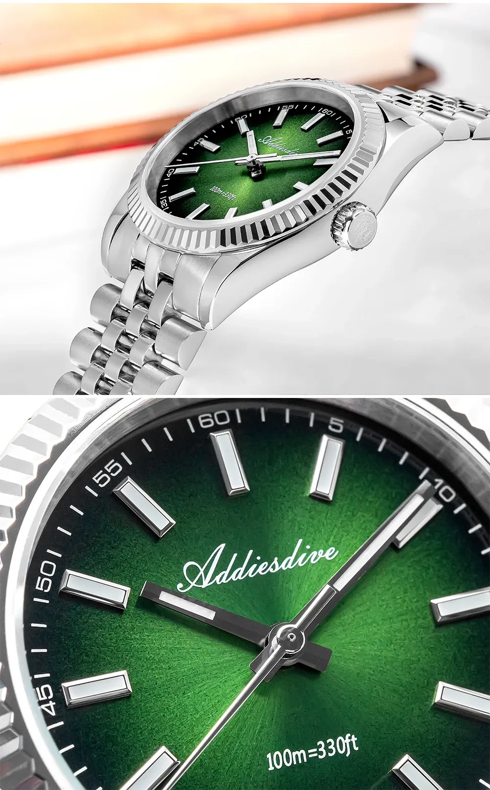 ADDIESDIVE AD2073 36-mm Dress-Quarzuhr aus Stahl mit Saphirglas