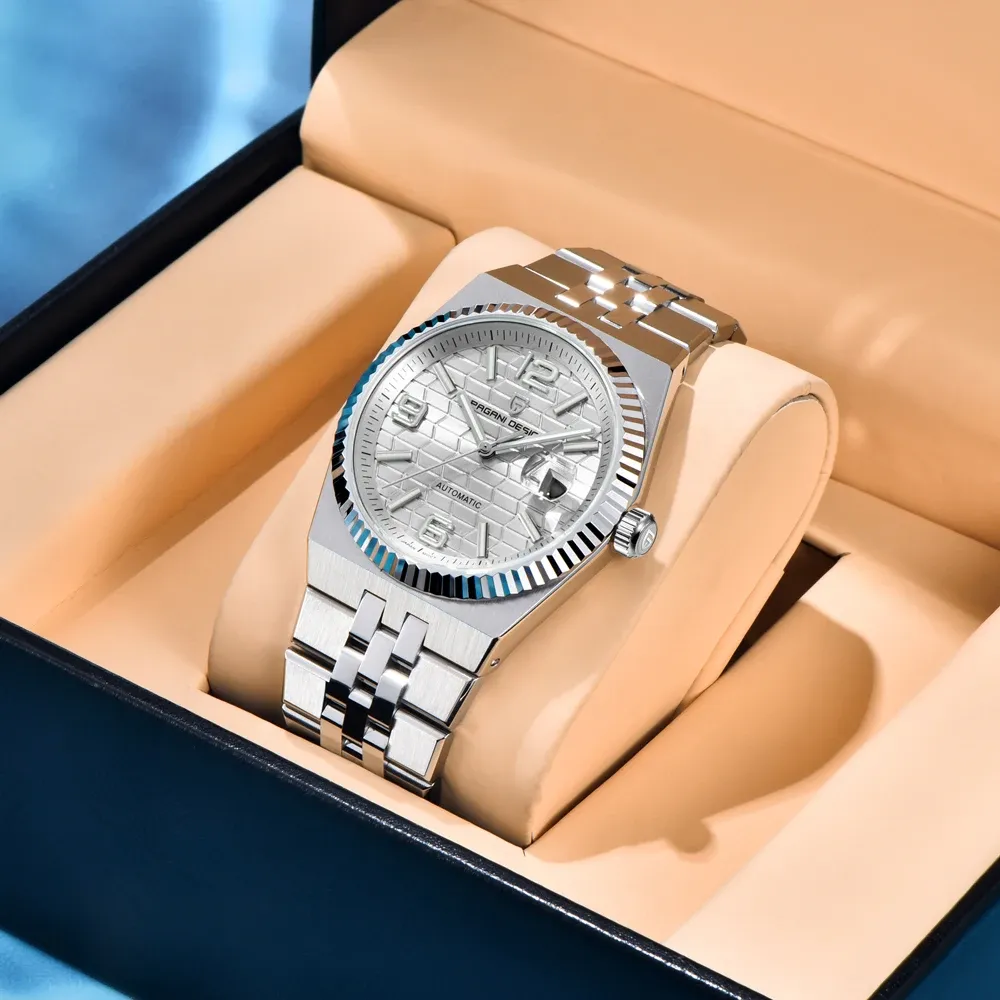 PAGANI DESIGN Retro-Automatikuhr mit Saphirglas und Kalender