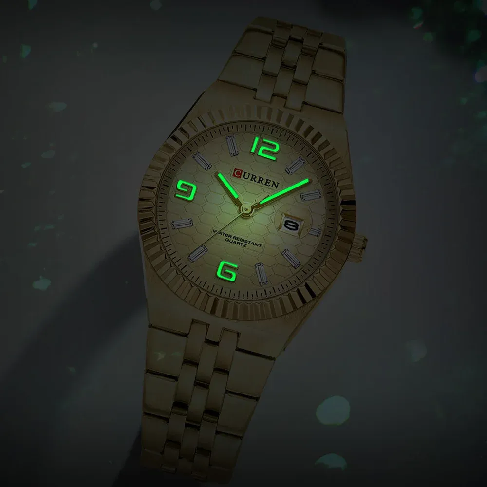 CURREN Damen-Quarzuhr mit zweifarbiger Edelstahloptik