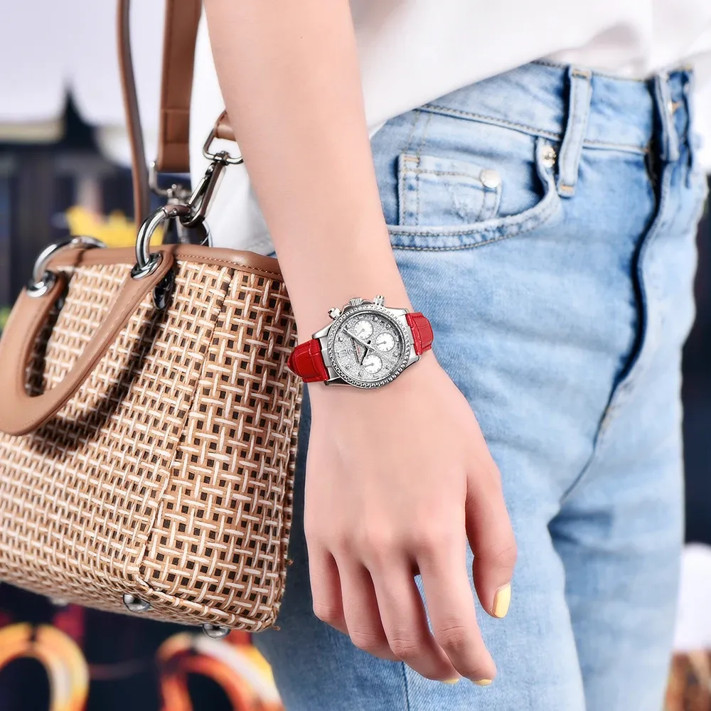 PAGANI DESIGN Damen-Quarzuhr mit Saphirglas und Kalender