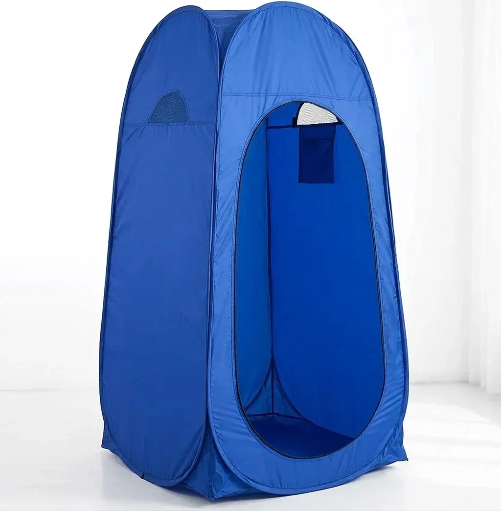 Blaues Pop-up Dusch- und Umkleidezelt