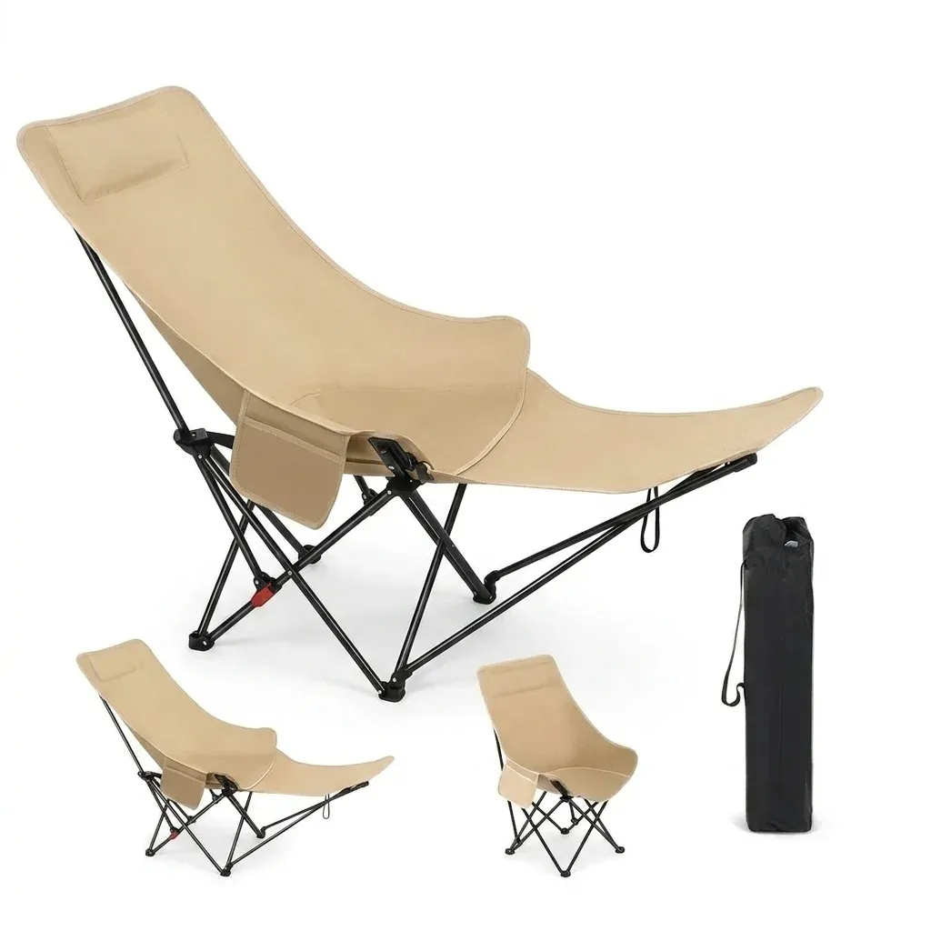 Verstellbarer beiger Moonchair mit Stahlrahmen