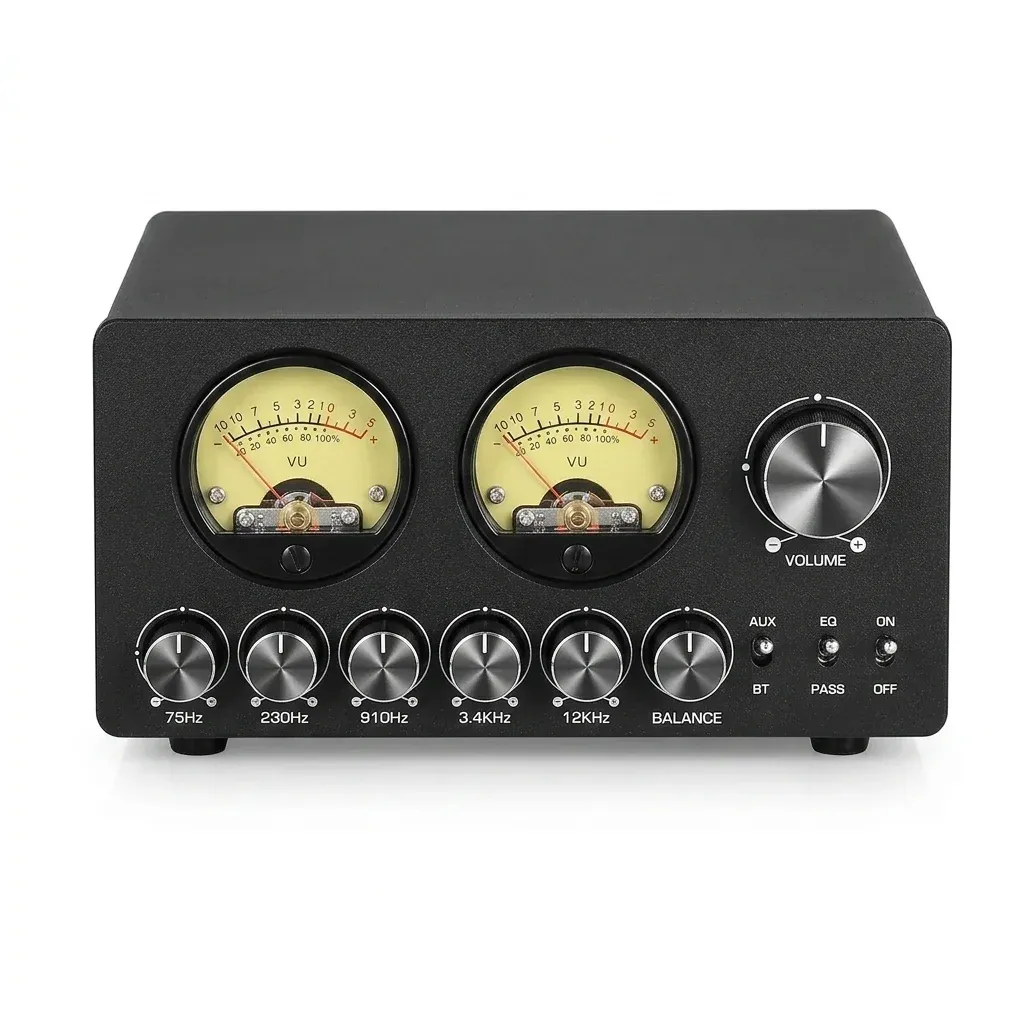 Nobsound Mini-Equalizer mit VU-Meter vorne
