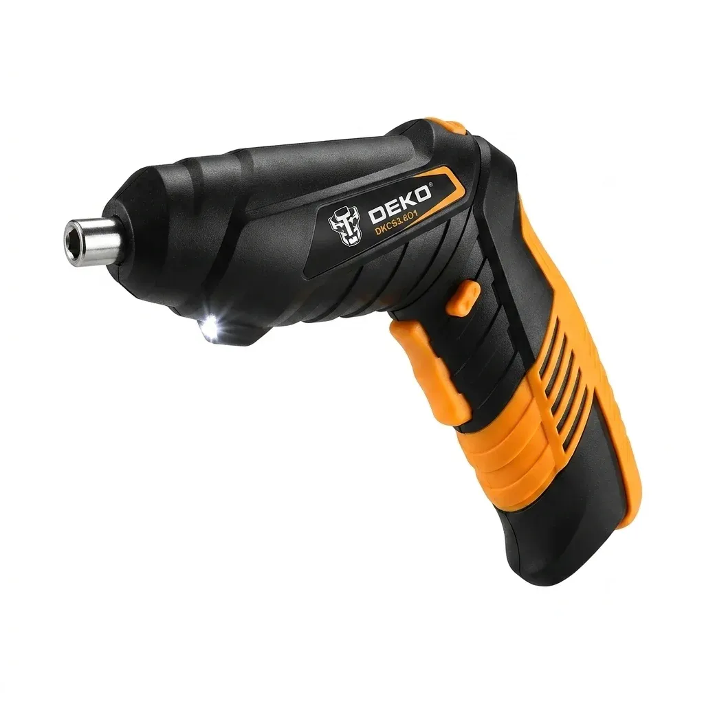 DEKO Akku-Schrauber schwarz orange freigestellt