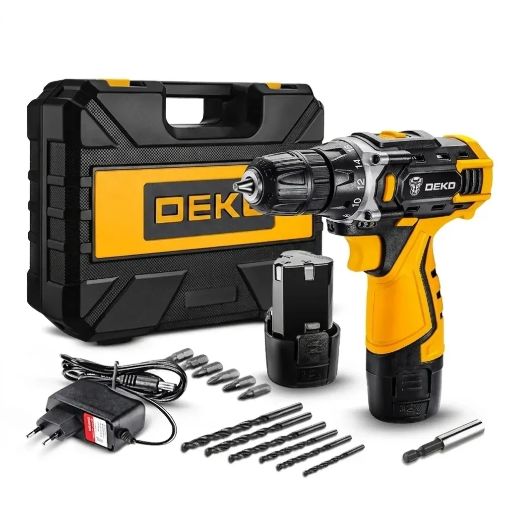 DEKO Akku-Bohrschrauber Set mit Koffer