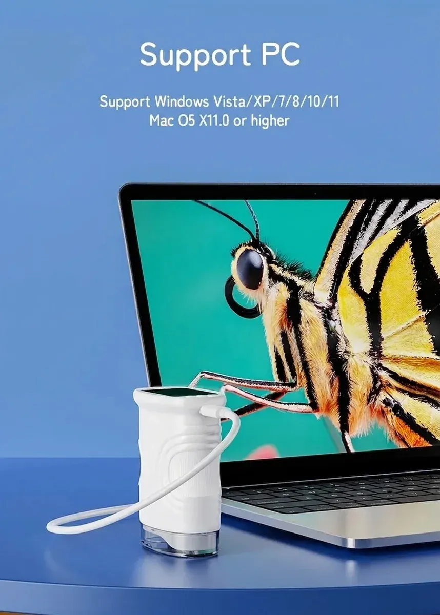 Handliches weißes Taschenmikroskop mit Display