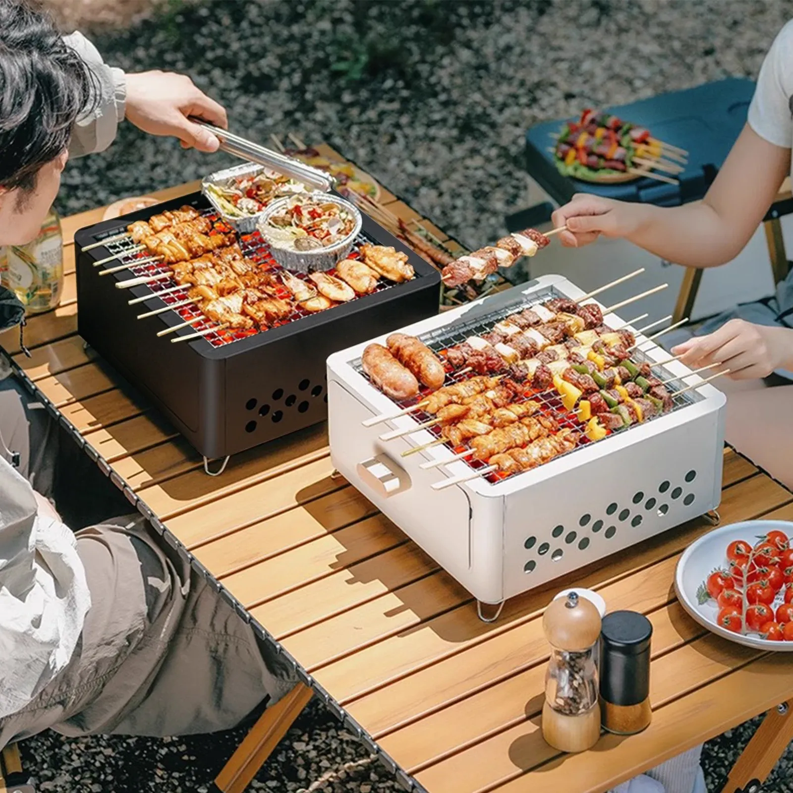 WESTTUNE kompakter Holzkohlegrill für Camping und Balkon